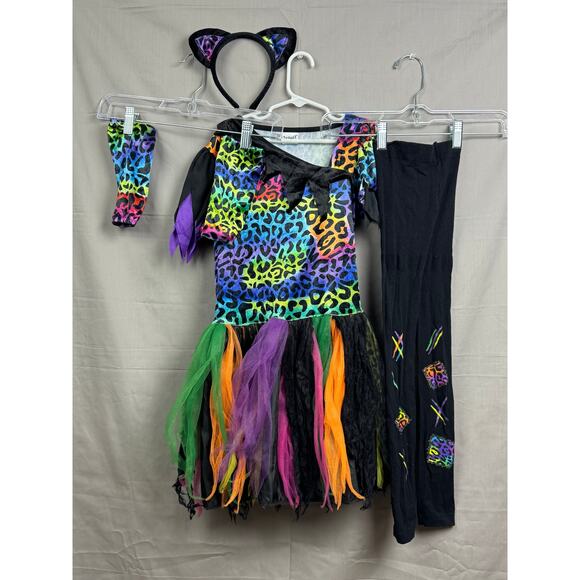 Spirit Girls Rainbow Leopard Cat Costume, Size M - Picture 3 of 5
